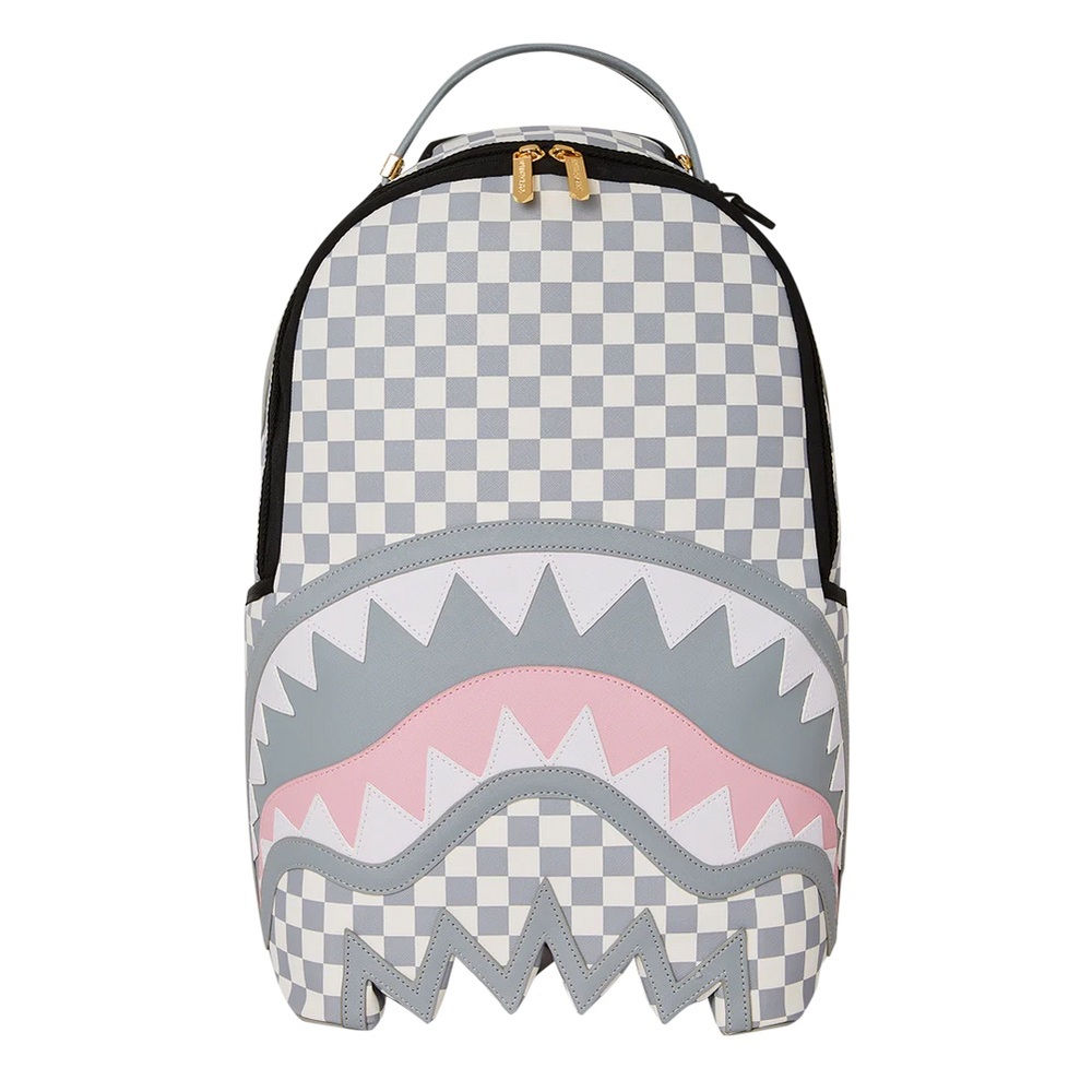 Sprayground Gray and Pink Checkered Backpack